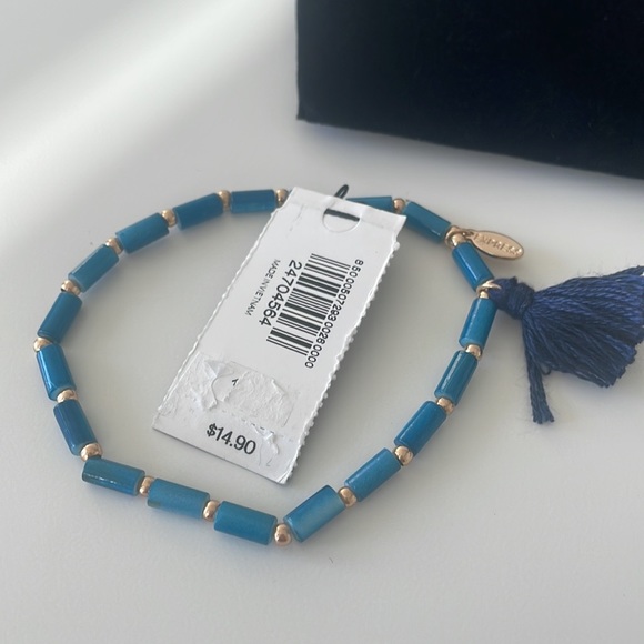 Express Blue & Gold Beaded Bracelet with Navy Tassel - Picture 3 of 6